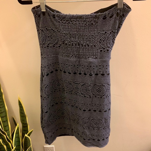 NWT Free People Strapless Eyelet Knit Mini Dress - Picture 4 of 5